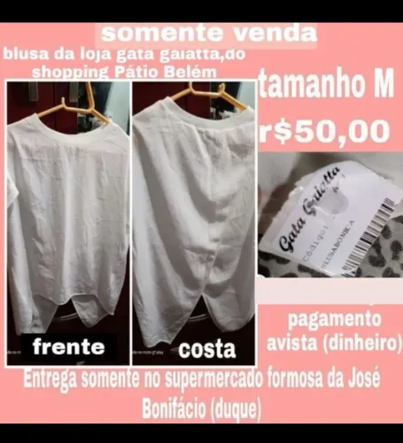 Blusa feminina branca gata gaiata Tam M nova r$50
