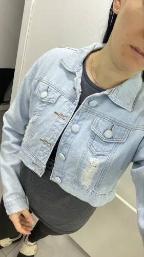 jaqueta jeans cropped tamanho m