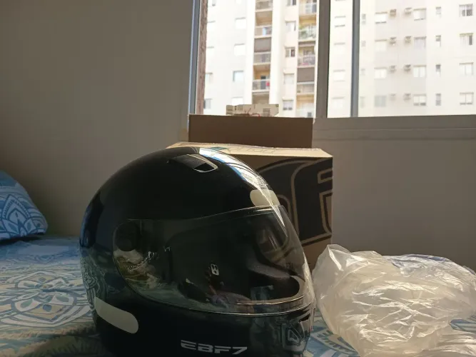 Capacete Moto Fechado Ebf New 7 Solid Preto Brilhante Tam 58
