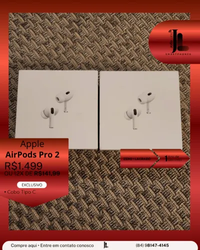 APPLE AIRPODS PRO 2, COM CABO TIPO C, LACRADO, EXCLUSIVO!