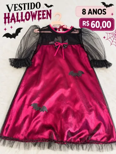 Vestido fantasia infantil Halloween 8 anos