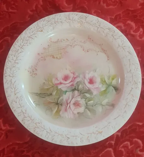Prato Decorativo De Parede Antigo - Porcelana Pintada À Mão década de 40/50