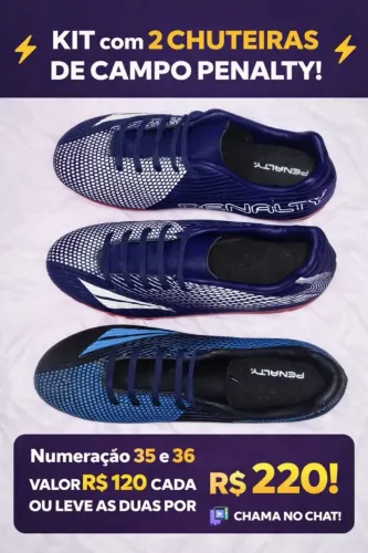 Kit com 2 chuteiras de campo Penalty originais