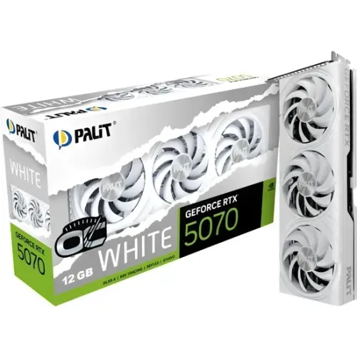 Placa de Vídeo Palit GeForce RTX 5070 OC Edition 12 GB GDDR7 - Branco