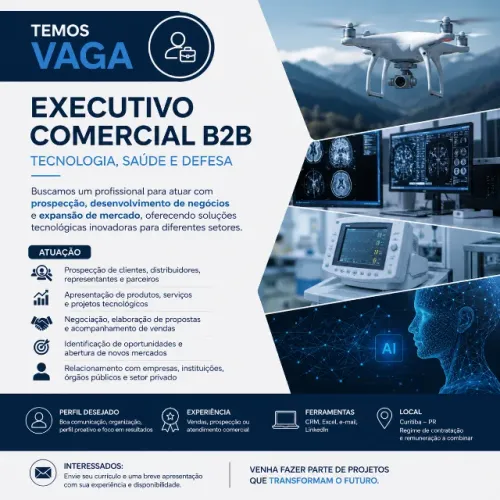 Executivo Comercial B2B - Tecnologia, Saúde e Defesa