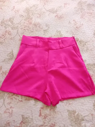 Short de alfaiataria rosa pink cintura alta 36