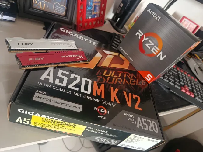 Kit Ryzen 5 5500 + 16 Gb de RAM+ placa mãe A520m o v2