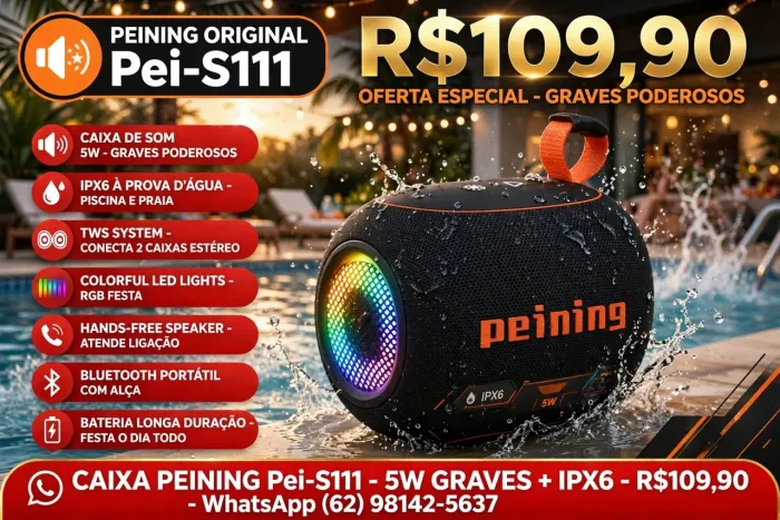 PEINING Pei-S111 5W GRAVES PODEROSOS - essa aguenta até cair na piscina! ?