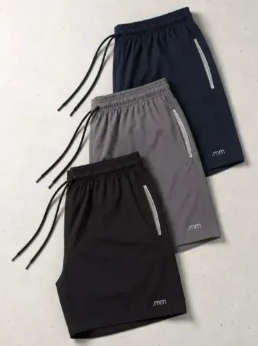 Kit 3 Bermudas Masculinas Tactel com Elastano para Academia e Treino