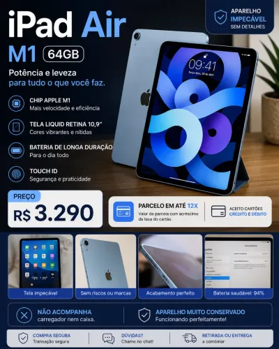 IPad Air M1 64GB | Muito novo