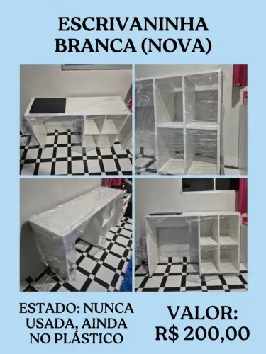 Escrivaninha/Mesa de Estudos Branca - Nova no Plástico