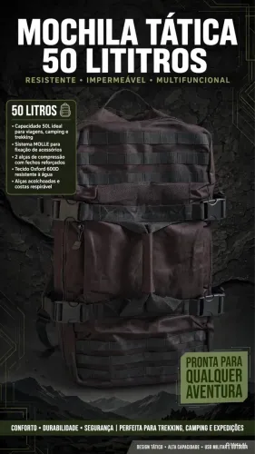 Mochila tática 50 litros nova nunca usada