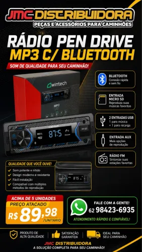 Rádio pen Drive Bluetooth MP3