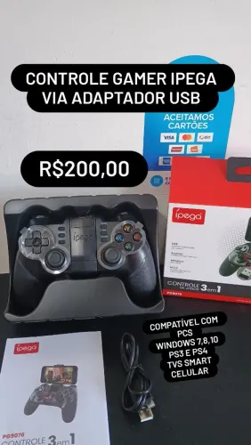 Controle gamer Ipega via bluetooth e adaptador USB / MEGA PROMOÇÃO IMPERDÍVEL