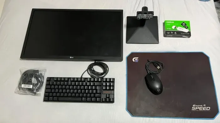 Kit Gamer Completo - Monitor LG 24" + Teclado Mecânico + G203 + Wi-Fi