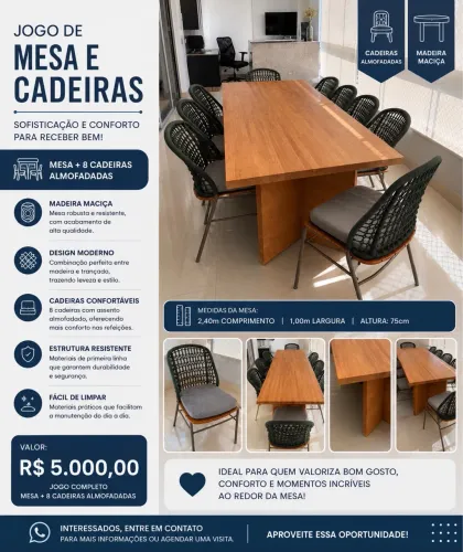 Jogo de mesas e cadeiras