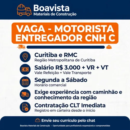 Vaga para motorista entregador.