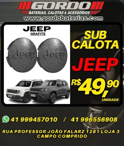 Calota centro de roda Jeep cor Grafite por R$49,90 a unidade. Entrega em Curitiba e região
