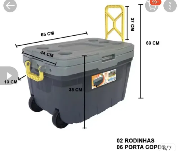 Caixa térmica grande 54 litros,com rodinhas/74 latas