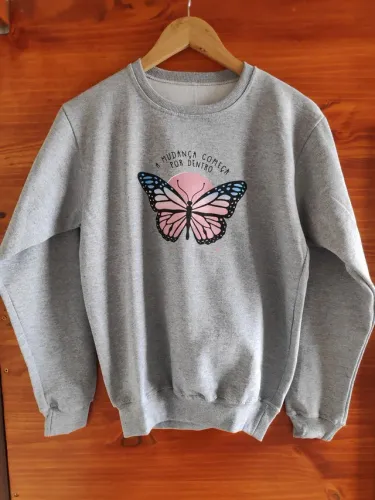 Moletom Feminino Flanelado M Mescla