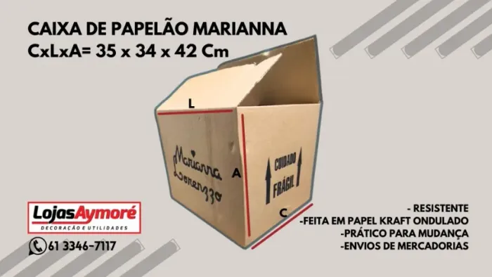 Caixa De Papelão Marianna 35x34x42 Cm Vendida na Unidade