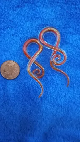 Alargadores Plug em vidro laranja com glitter