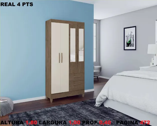 Guarda-Roupa 3 Portas com Espelho