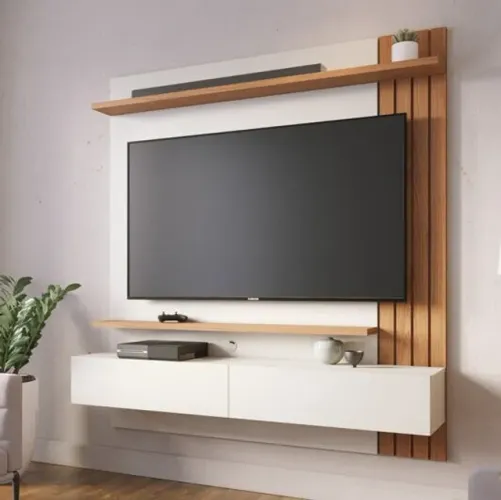 Home Suspenso Juriti Até 65" Off White/Freijó Até 12x - Frete Grátis 