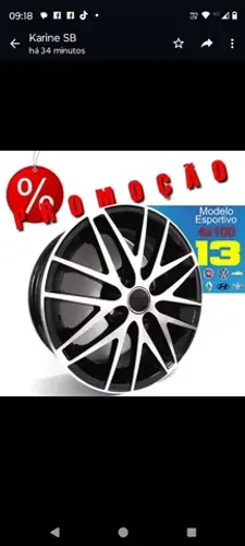 Roda aro 13 Esportiva estilo Bbs preta com diamantado jogo novo