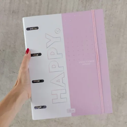 Capa e Contracapa Argolada Cartonada com Elástico Happy