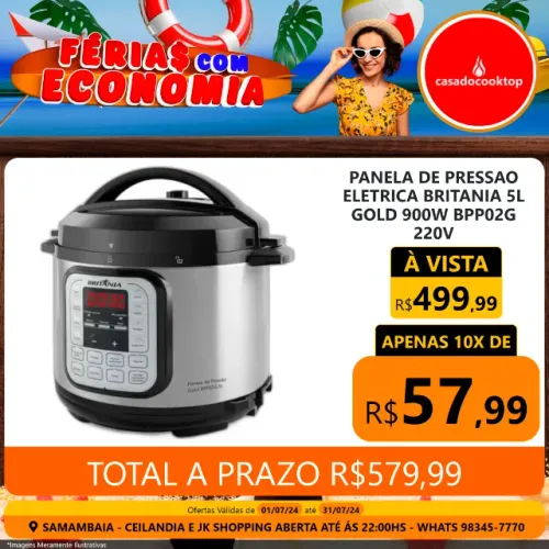 Panela de pressao eletrica britania 5l gold 900w bpp02g 220v
