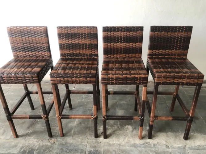 Conjunto de 4 banqueta em fibra sintética junco 