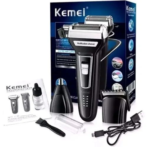 Barbeador Elétrico Kemei Multifuncional 4 em 1 - Novo!