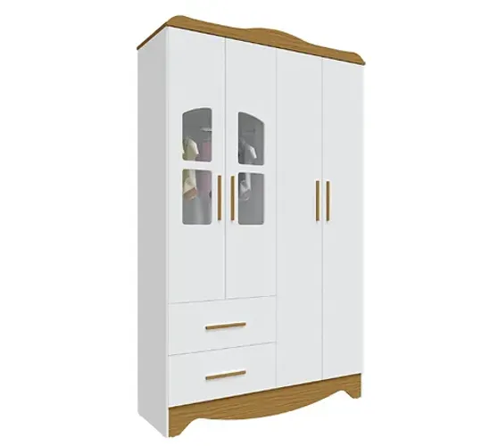 Roupeiro Lisi 4 Portas, 100% MDF - Peroba