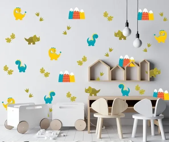 Adesivo decorativo dinossauros baby para parede de quarto infantil bebê