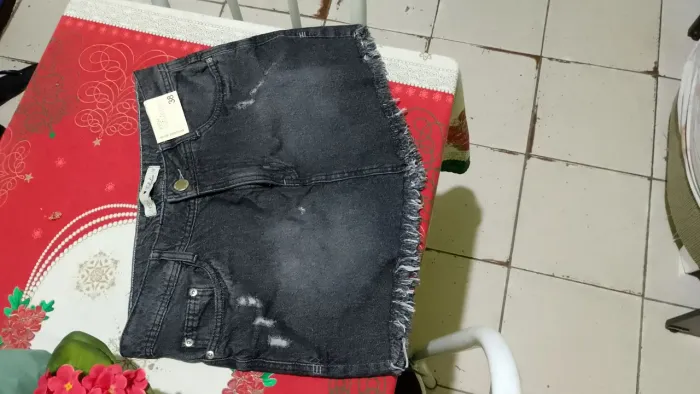 Saia Jeans Destroyed Preta