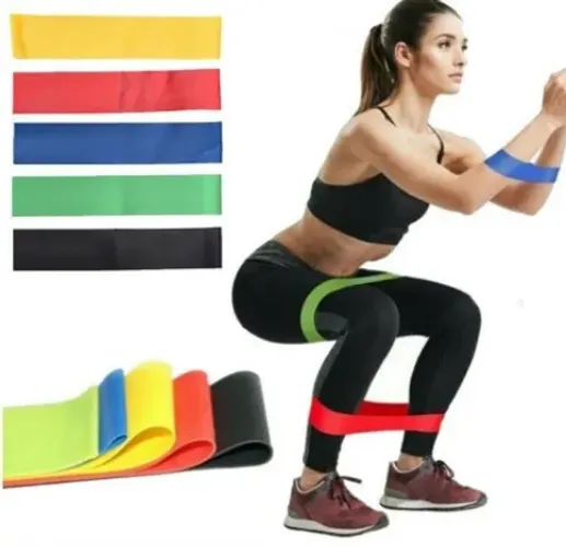 ** Kit com 5 Faixas Mini Thera Bands Elásticas Pilates Crossfit Fitness Treino (z001)