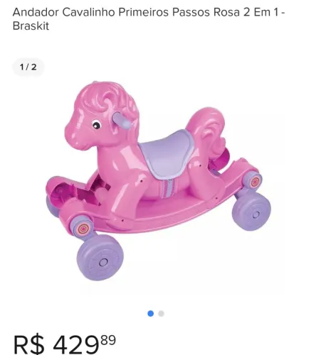 Andador Cavalo Rosa 2 em 1 - Brakskit