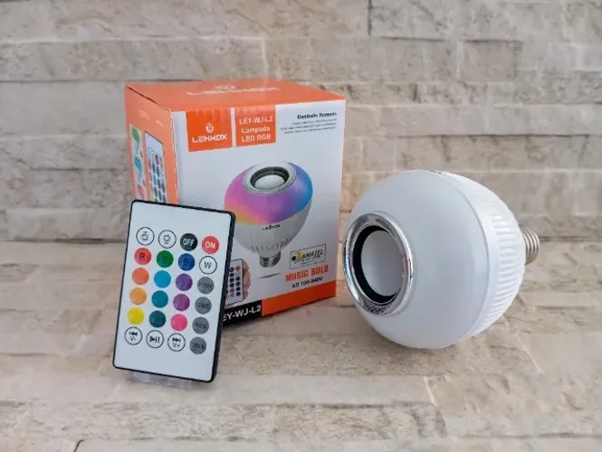 Promoção Lâmpada Musical Bluetooth Led Rgb Com Controle