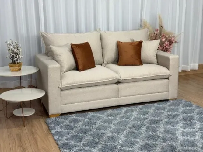 Novidade + promoção + frete!! Sofá Beirut Living Molas Ensacadas 1.80m Linho