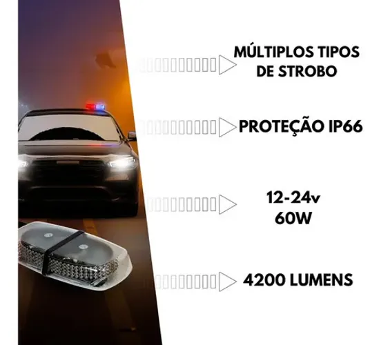 Giroled Giroflex 240 Led Strobo Policia Guincho Segurança