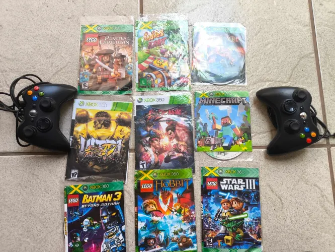 2 controles e 29 jogos do Xbox 360