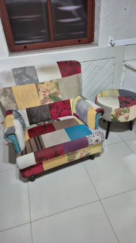 Poltrona e Pufe patchwork