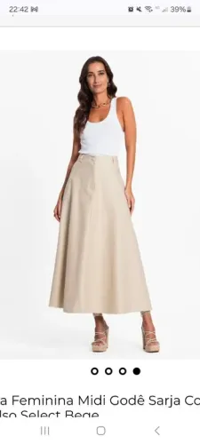 Saia Midi Godê Sarja Off white