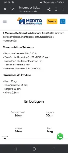 Máquina de Solda Esab Bantam Brasil 250