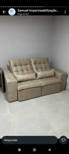 Sofá Retrátil 3 Lugares Bege