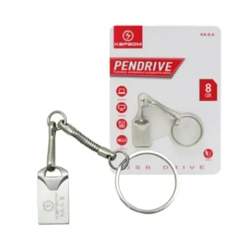 Pendrive 8gb Kapbom Kap Ka-a-8 Prático E Rápido Cor Prateado Chaveiro