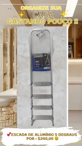 Escada de Alumínio 5 Degraus - Ideal para Jardim!