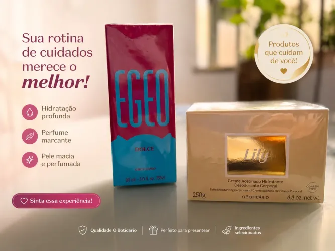 Kit Presente Feminino O Boticário - Egeo Dolce + Lily - Original e Lacrado