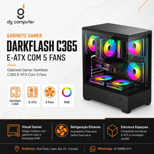 Gabinete Gamer Darkflash C365 E-ATX C/5 fans